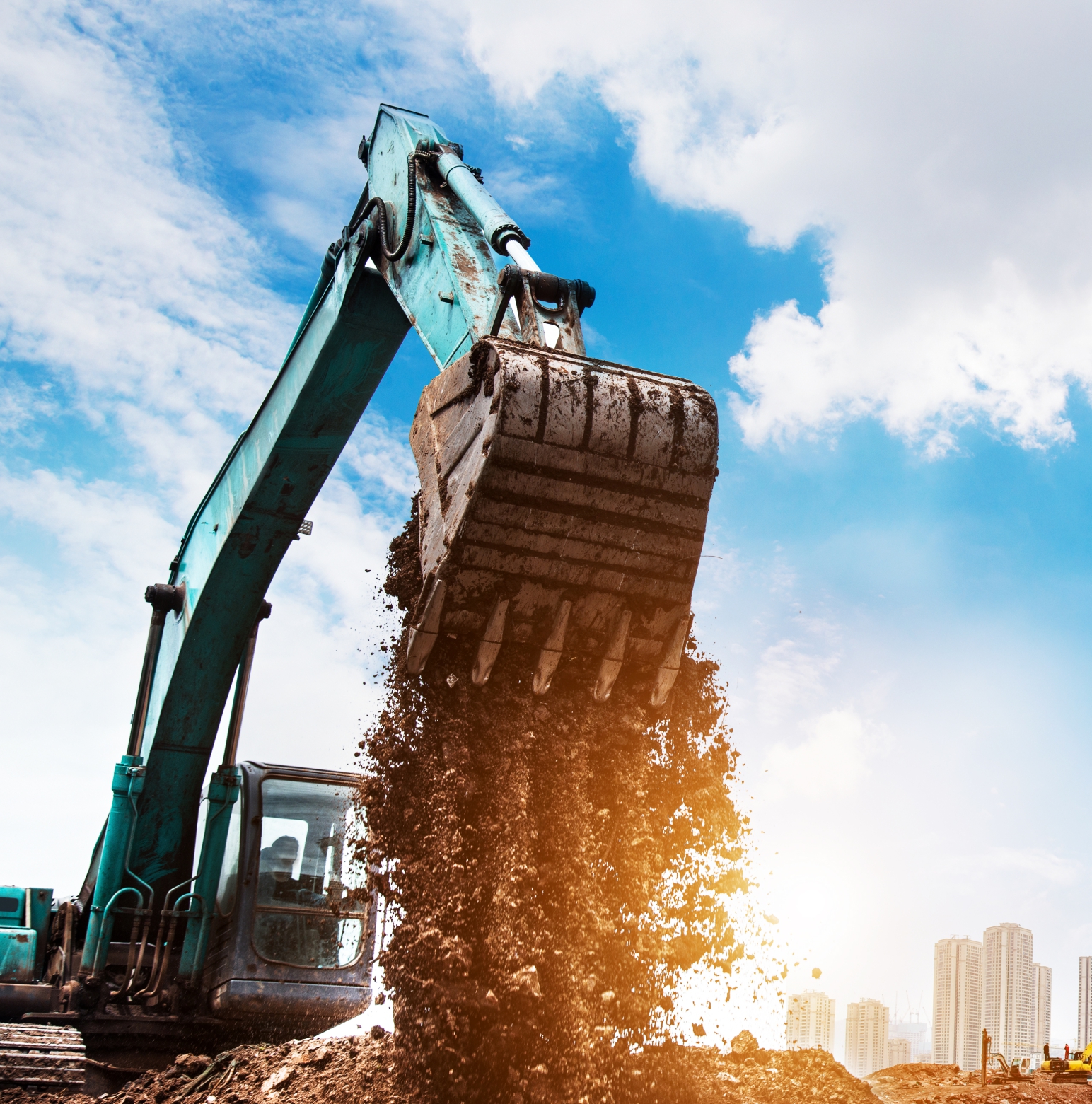 Construction excavator at work