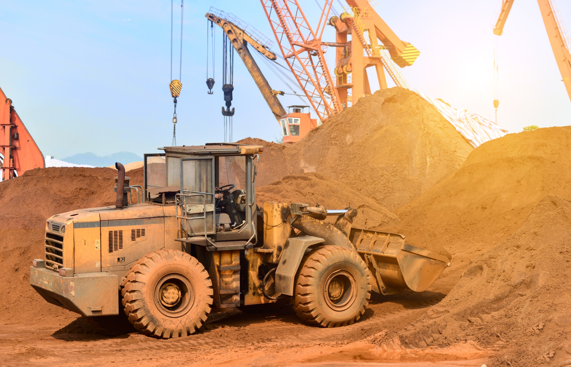 Earthworks and construction equipment on site